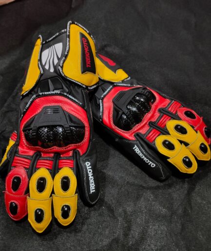 TML Yellow and Red Metal Pro Leather Race Gloves Article # 4