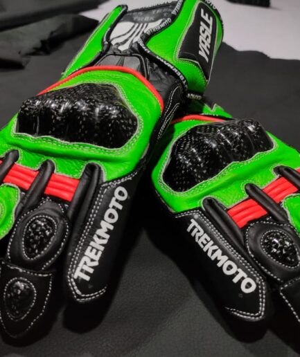 TML Green and Black Metal Pro Leather Race Gloves Article # 1