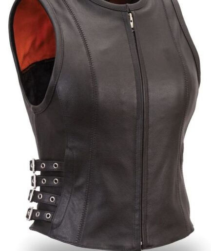 Zig Ladies Biker Leather Vest