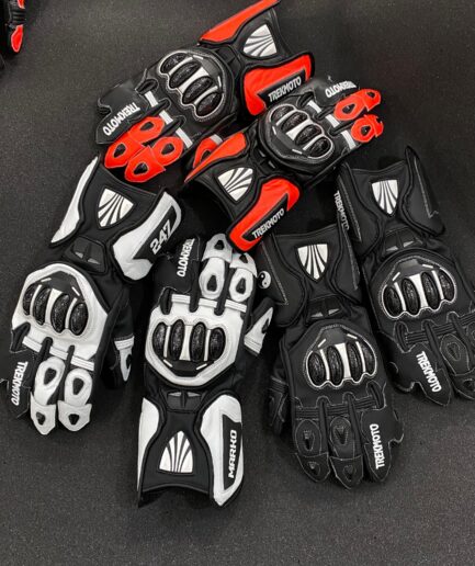 TML Leather Race Gloves - White and Black